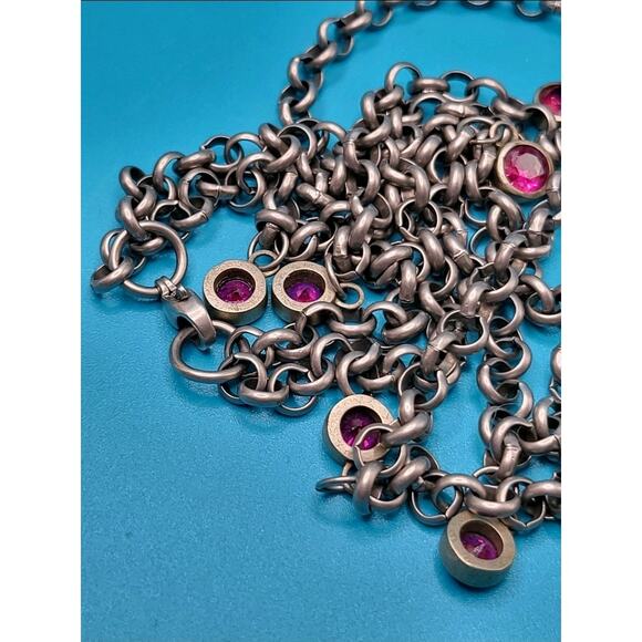 Round Pendant Necklace Double Chain 16.5 in Gold Tone 1 in Disc - Picture 7 of 10